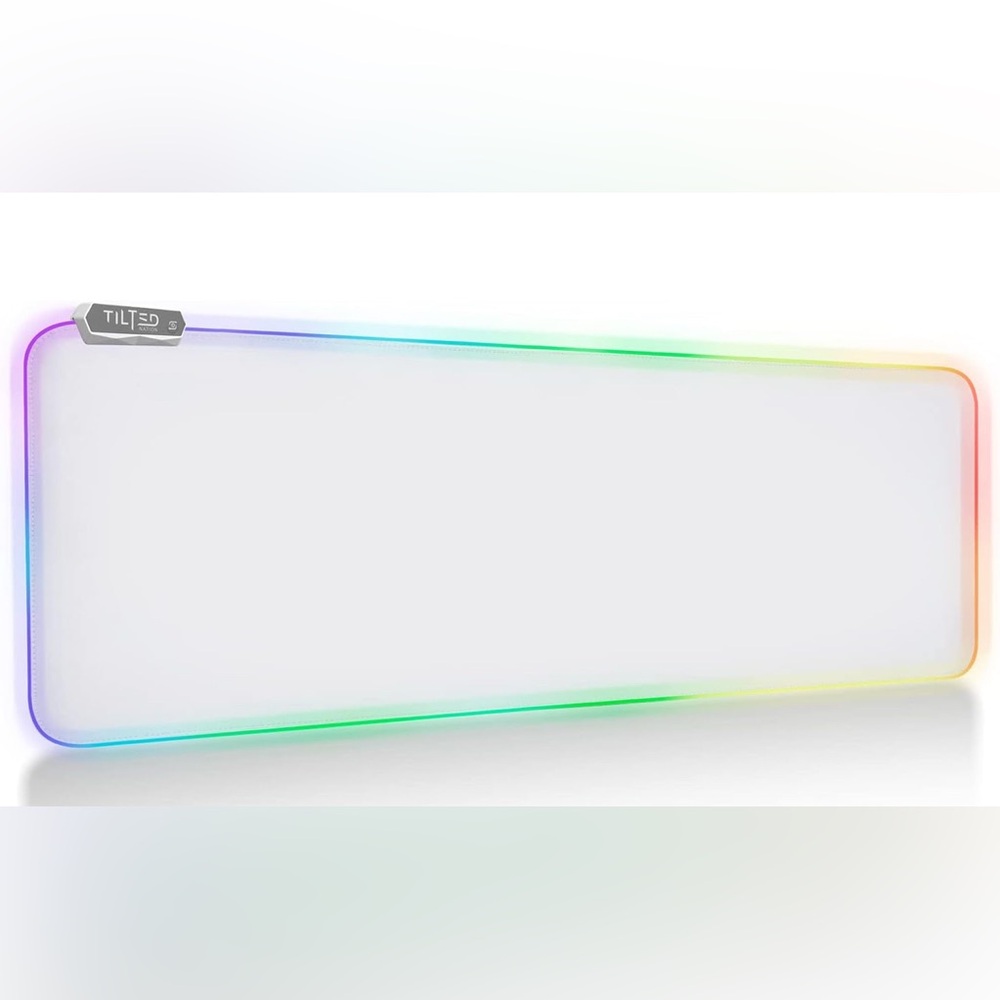 Tilted Nation High Performance XL Gaming MousePad W RGB Lighting - White